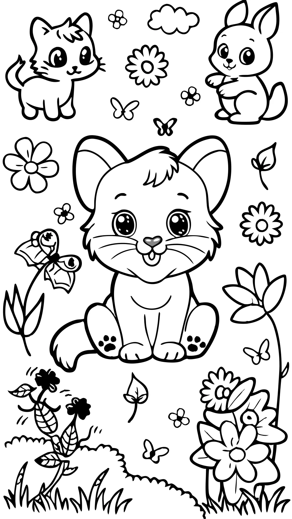 cute animals coloring page